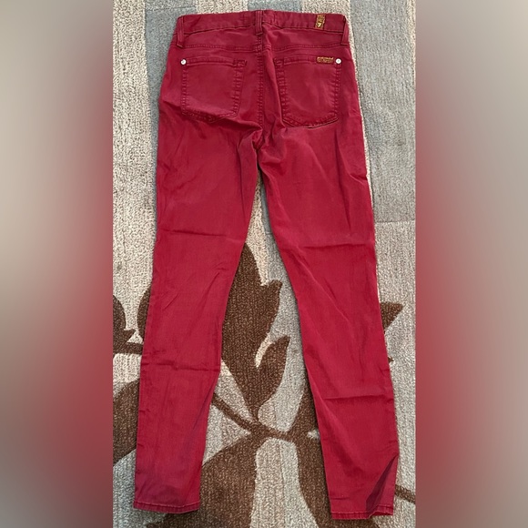 7 For All Mankind B(air) Skinny Jeans in Oxblood - Picture 4 of 7
